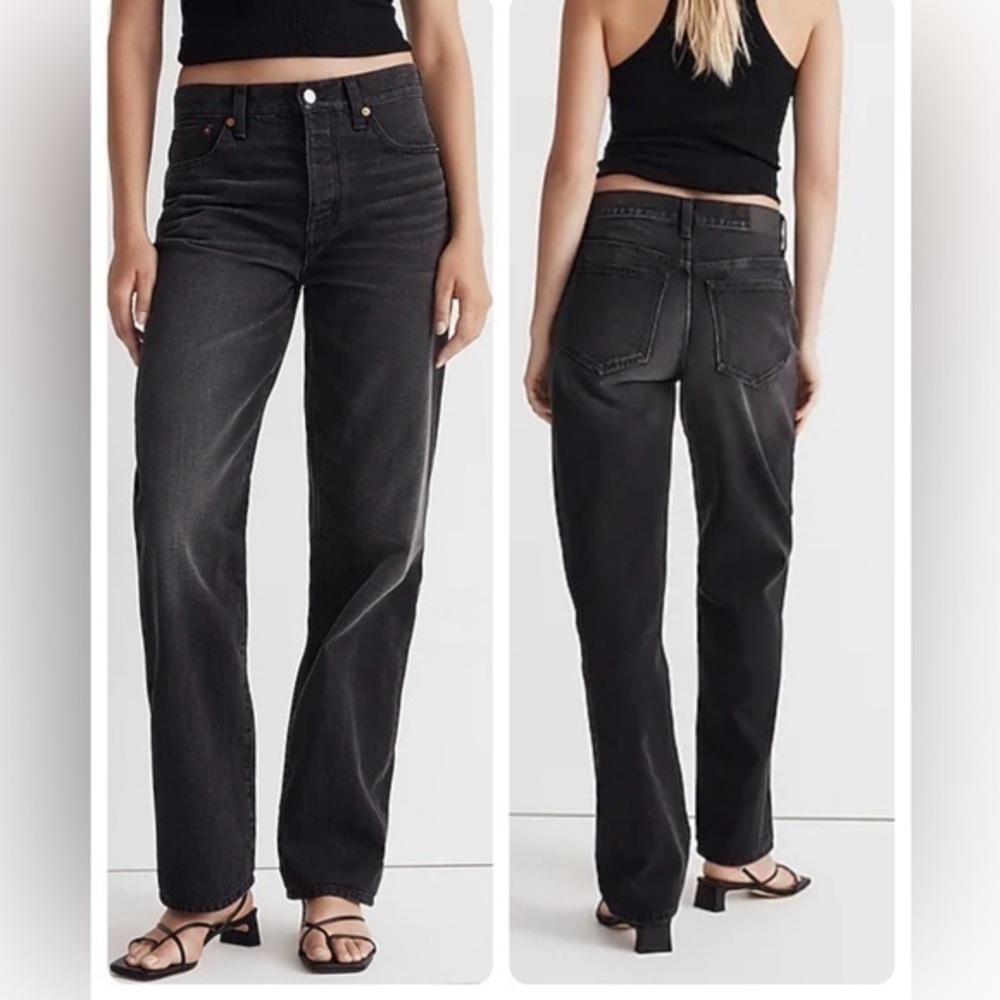 Madewell Low Slung Straight Button Fly Jeans Black Kent Wash 25 0 NWT